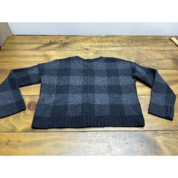 Rails Womens Size Medium Black Plaid Sweater Wool Cashmere Cropped Crew Neck - Picture 7 of 7